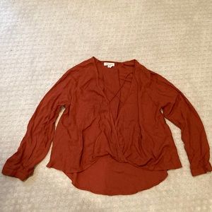 Silence & Noise XS Long Sleeve Rust Top